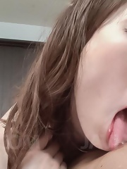 Yui Hatano Asian sucks tool and gets it in her hairy slit so much