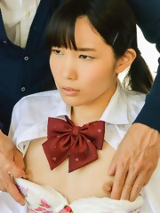 Yui Kasugano Asian in uniform has shaved twat licked and nailed